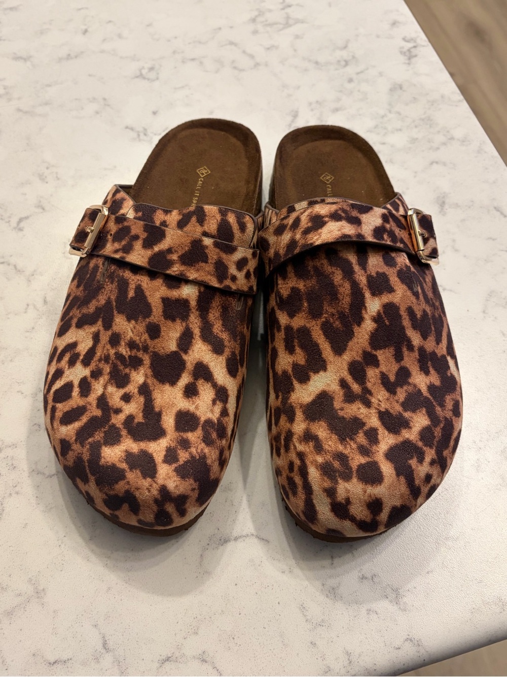 Call It Spring Leopard Print Brown Clog Mules - Picture 2 of 5